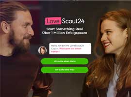 LoveScout24-Screenshot, so sieht die Startseite aus