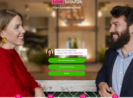 LoveScout24-Screenshot, so sieht die Startseite aus