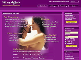 First Affair-Screenshot, so sieht die Startseite aus