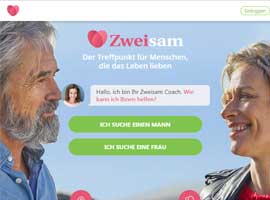 Zweisam.ch-Screenshot, so sieht die Startseite aus